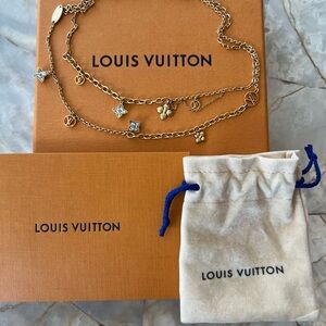 Authentic Louis Vuitton Blooming Strass Golden Necklace / Choker